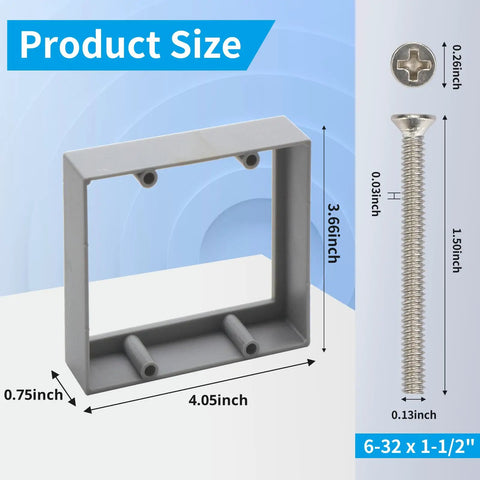 Three Quarter Inch Double Gang Receptacle Box Extender Kit Gray With Mounting Screws A Handy Helper For Outlet Box Adjustments In Home Renovations Perfect For Wiring Makeovers 1 Pack