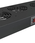 Three Fan Rack Mount Cooling System For 1U 19 Inch Server Cabinets with Adjustable Temperature Control and Digital Heat Monitor Display