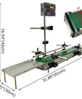 Compact Conveyor Belt System With Optical Fiber Smart Induction Control And Automatic Belt With Dual Guardrails 24 Inch By 60 Cm For Semi Auto Filling Machine AC 100 To 240V, showing dimensions and green belt with sensor.