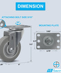 Four Inch Non Marking Thermo Rubber Caster Wheels Set Of Four Swivel Industrial Grade Heavy Duty Casters for cart with bolt and plate dimensions