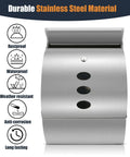 Front view of Stainless Steel Wall Mount Locking Mailbox With Key Lock, showcasing rustproof, weather resistant features.