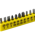 Get This Cool 10 Piece Screwdriver Bit Set With Hex Shank For All Your Power Tool Needs Plus Nut Drivers For Philips Slotted Torx And Square Bits To Fix Everything Around The House Like A Pro Today. 10-piece steel bit set with yellow holder, Phillips slotted Torx and square tips