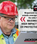 Man wearing Hella Comfortable Bifocal Safety Glasses With 2.5 Magnification For Men And Women in safety gear, high visibility vest.