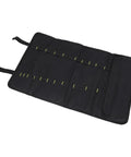 Open 20 Slot Chef Knife Bag for Camping and Travel with Premium Canvas Storage Knife Roll, showcasing empty slots, durable green case