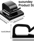 Stick On Cable Clips Pack For Office And Home Adhesive Wire Organizer Cord Holder Self Adhesive Hooks For Easy Wire Management 100 Pack Black And White No Residue Quick Install showing black clip dimensions.