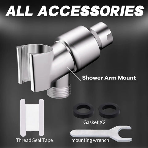 Adjustable Shower Head Holder For Handheld Showers With 360 Degree Swivel Ball Joint Chrome ABS Bracket Mount, accessories