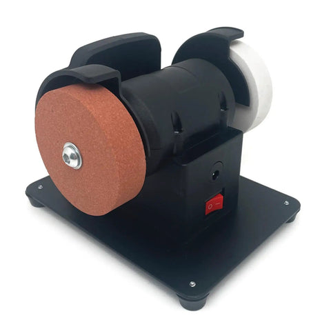 Hot New 18V Lithium Battery Grinding Machine With Double Wheels For Coarse And Fine Tasks Lightweight Portable Bench Grinder Tool on black base.