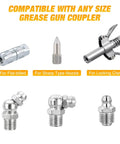 60 Piece Zerk Grease Fittings Kit With Straight 45 90 Degree Angles In M6 M8 M10 Metric Grease Nipple Assortment with couplers