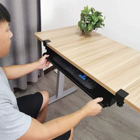 Slick Glide Under Desk Keyboard Tray With Smooth Pull Out Drawer Holds Mouse And Keyboard Ergonomic sliding under a desk.