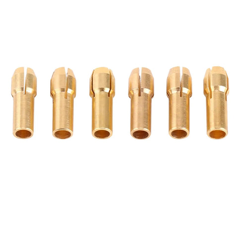 Six Piece Collet Chuck Sleeve Kit 1mm To 3.2mm Capacity With M8x0.75 Cap Fits Tools, showing six brass sleeves