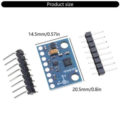 Triaxial Accelerometer Module for 3D Motion Tracking With I2C Interface Dope Precision And Crisp 12 Bit Resolution Perfect For Activity Analysis Orientation Vibration Sensing Wearables And Robotics Projects. 20.5x14.5mm module