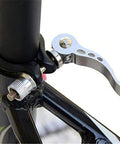 Rugged Aluminum Alloy Bike Seat Clamp Set M8x65 Bolt, black finish, attached to bike frame, quick seat post hand install clamp.