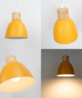 Kiven Instant Light Conversion Kit for 4/5/6inch Hole, Metal Farmhouse Lighting shows yellow pendant light with wooden accent.