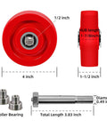 Caster Set Four Inch By One And One Half Inch Solid Polyurethane Wheels Heavy Duty Casters With Half Inch Bore Precision Ball Bearings