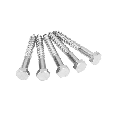 Beefy Half Thread Hex Lag Screws Self Tapping Wood Screws In A2-70 Stainless Steel For Carpentry And Wooden Structures, M8x60mm