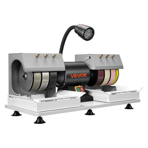 Cabbing Machine With Pro Grade Six Inch Diamond Wheels For Gemstone Grinding And Polishing, 2/5 HP, 1800 RPM, LED lamp view