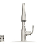 High Arc Kitchen Faucet With Pull Down Sprayer And Soap Dispenser, Single Handle, Spot Defense Stainless Finish, NSF Certified, MagnePfit Docking System, Includes Deck Plate, Go To Design For Small Spaces