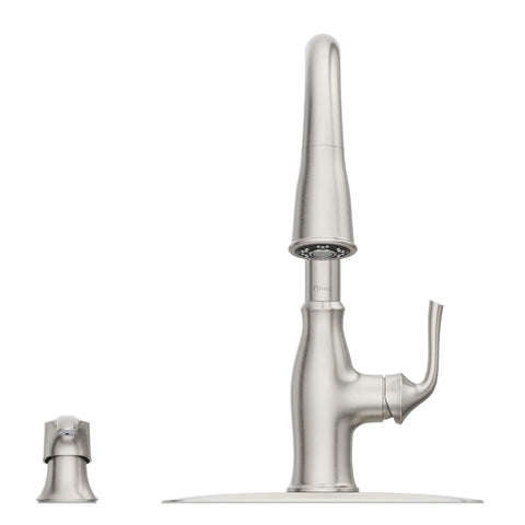 High Arc Kitchen Faucet With Pull Down Sprayer And Soap Dispenser, Single Handle, Spot Defense Stainless Finish, NSF Certified, MagnePfit Docking System, Includes Deck Plate, Go To Design For Small Spaces