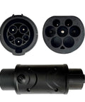 Type 1 To GBT EV Charger Adapter Supports 32 Amp 7 Point 4 Kw For Chinese Electric Vehicles Portable J1772 wall connector and ports view.