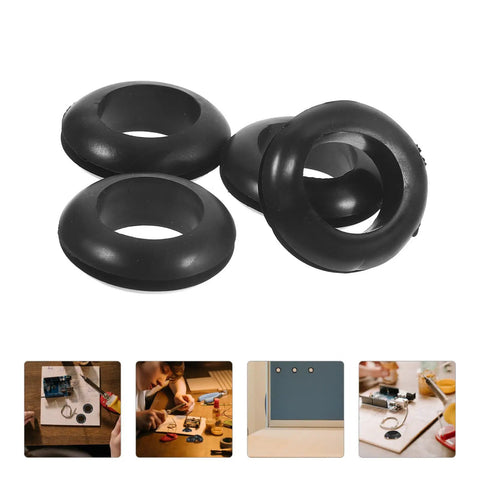 4 Piece Rubber Wire Grommet Kit For Distribution Boxes And Wiring, black rubber cable grommets, 4-pack