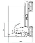 Schematic of an Automatic Pallet Wrapping Machine For Warehouse And Logistics, Heavy Duty Stretch Wrap System, dimensions labeled.