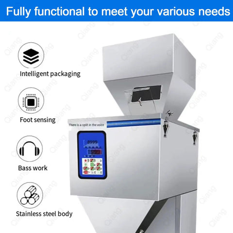 Plug And Play Automatic Granular And Powder Filling Machine Quantitative Dispenser with stainless steel body and foot sensing control.