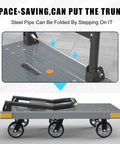Foldable Heavy Duty Platform Cart With 1764 Pound Capacity showing foldable design and six wheels, gray finish, supports up to 1764 lbs