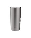 Keep Calm And Go Skiing Stainless Steel Insulated Tumbler, 16 oz, silver, side view with lid