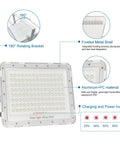 Beast Bright 300W Solar Flood Light With 24000 Lumens IP67 Waterproof Outdoor Security Lighting, detail of features and materials
