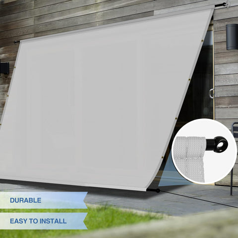 12x12 Ft Outdoor Shade Canopy Cover Waterproof UV Blocking With Grommets And Weighted Rods installed on patio deck