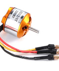 Kickass Rc Aircraft Motor And 30a Esc Set With 2212 Kv2200 Brushless Motor showing the golden and silver motor with wires.