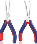 Two Piece 6 Inch Mini Needle Nose Pliers Set With Smooth Jaw Long Nose And Bent Nose Pliers Comfort Grip Pro Grade Jewelry Pliers For Wire Wrapping Handmade Craft And Jewelry Making Durable Carbon Steel Nickel Plated Anti Rust, two pliers