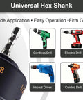 Universal hex shank of Pro Grade Threaded Rod Nut Runner With Hex Shank Slot Wing Nut Driver Drill Attachment.