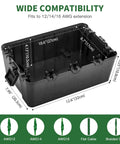 Heavy Duty Outdoor Electrical Box Waterproof IP54 Weatherproof Cord Cover With Seven Cable Seal Entries, Tough Black Enclosure
