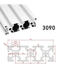 Hella Solid T Slot Aluminum Extrusion Profile Guide Rail Bar For CNC Router And 3D Printer Frame Build, 3090 size with detailed dimensions