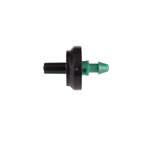 Side view of 2 GPH Pressure Compensating Drippers 50 Pack for Drip Irrigation Systems Keeps Water Flow Steady for Gardens Shrubs and Trees