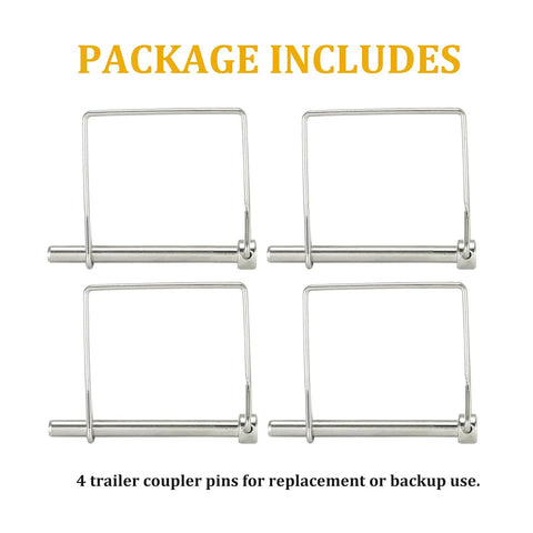 Set Of Four Heavy Duty Beefy Square Wire Lock Pins For Trailer Couplers 316 Stainless Steel Rust Resistant One Quarter Inch Pin Diameter Two And Three Quarter Inches Length Easy Quick Install For Boats Trucks And More, pack of 4