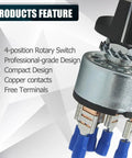 Two Pack Rotary Switch 4 Position 3 Speed Metal Fan Heater Speed Selector Switch 12A 250V With Female Terminals Heavy Duty