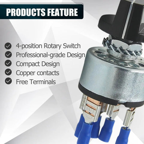 Two Pack Rotary Switch 4 Position 3 Speed Metal Fan Heater Speed Selector Switch 12A 250V With Female Terminals Heavy Duty