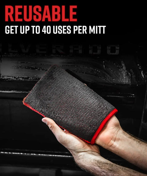 Reusable medium grade clay mitt for debris-free detailing, part of the Clay Mitt Combo For Lightning Fast Car Detailing.