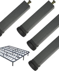 Adjustable Height Metal Furniture Lift Legs Set Four Square Tube Legs With Reinforced Frame Support Fittings Rubber Pads And Screws Dark Grey 25 Cm