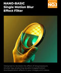 82mm Unilateral Blur Ghost Motion Filter for Camera Lens With Clear Optical Glass held at an angle, showing K9 glass.