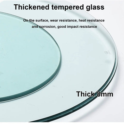 Image of thickened tempered glass for Tempered Glass Rotating Tray With Aluminum Core Turntable Heavy Duty Lazy Susan.
