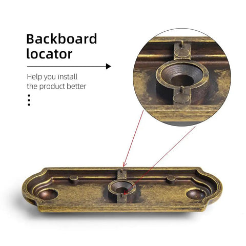 Close-up of backplate for Killer Style Beaded Zinc Alloy Cabinet Knobs With Backplate Antique Brass 6 Pack, showing installation guide.