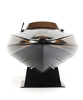 Front view of Heatwave Recoil 2 V2 26 Self Righting Brushless RTR RC Boat with deep V hull design on display stand