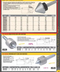 Image of a catalog page featuring a 8 Inch MT4 75 Degree Bull Nose Live Center For Heavy Duty Machining with specifications.