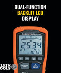 ET600 Multimeter Megohmmeter Insulation Tester with Auto-Ranging TRMS Readouts displaying measurements on backlit LCD.