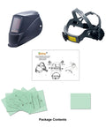 Heavy Duty Pro Grade Wide Shade Auto Darkening Welding Helmet With Solar Power DP9 01 5 To 14 Shade Range package contents