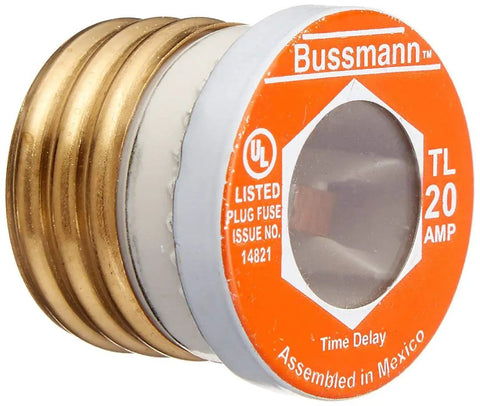 20 Amp Time Delay Edison Base Plug Fuses Loaded Link 125V UL Listed Carded Pack With Three Blister Packs Nine Fuses Total