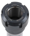 Close-up of Heavy Duty 5C ER32 Collet Holder Chuck for CNC Milling and Lathe Work, showing clamping nut and lock mechanism.